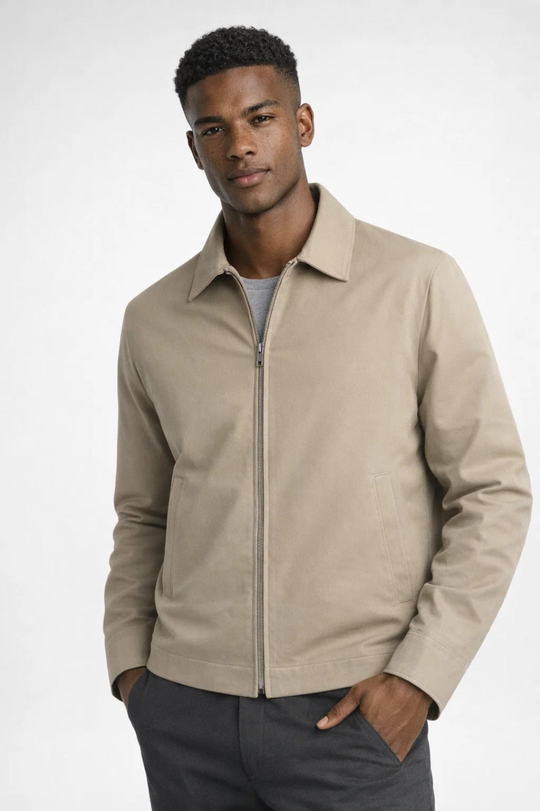 Herren Übergangsjacke mit Hemdkragen und durchgehendem Reißverschluss – 2