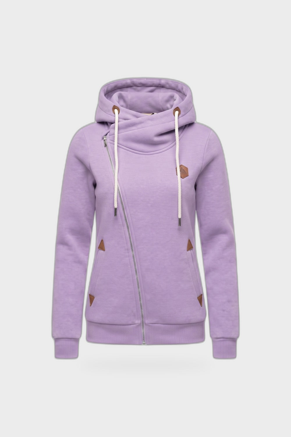 Damen Kapuzenjacke | Asymmetrischer Zip — Flieder — Produktansicht