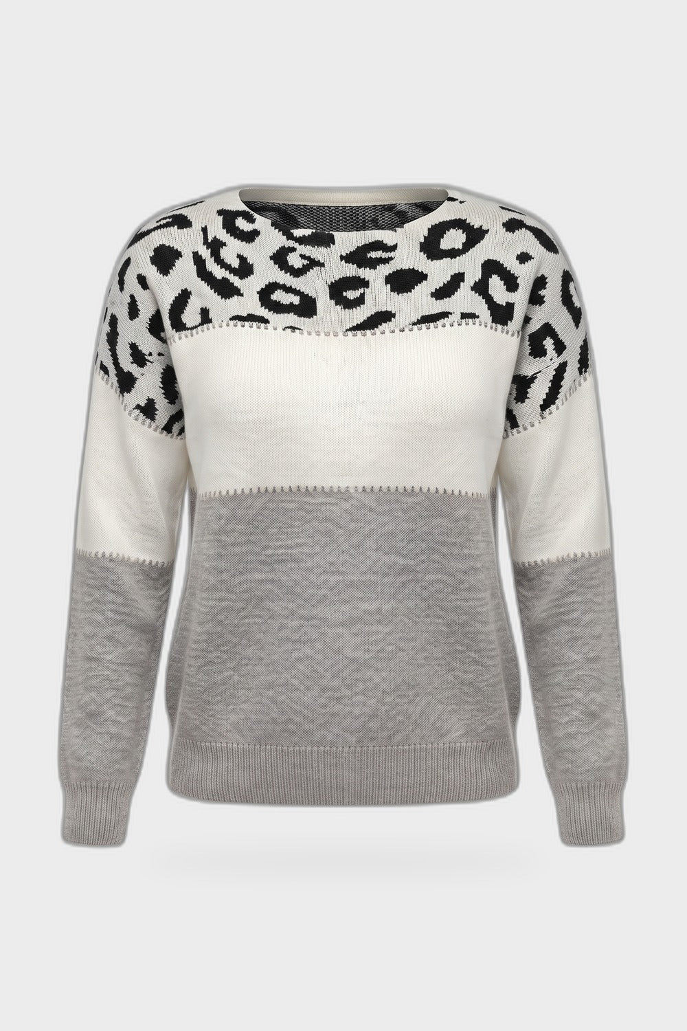 Damen Strickpullover | Farbblock-Design — Grau — Produktansicht