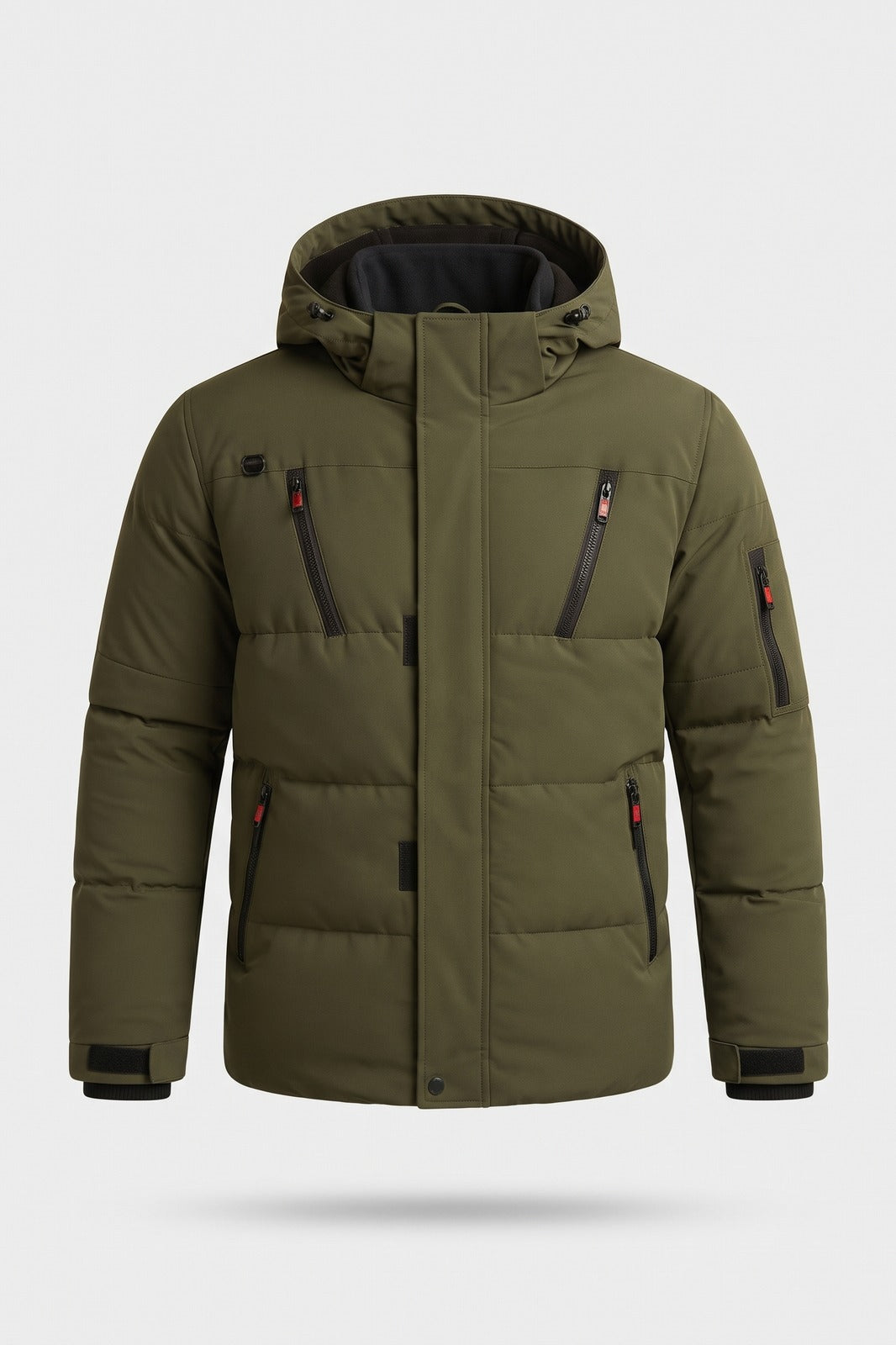 Herren Steppjacke mit Kapuze | Stehkragen — Grün — Packshot