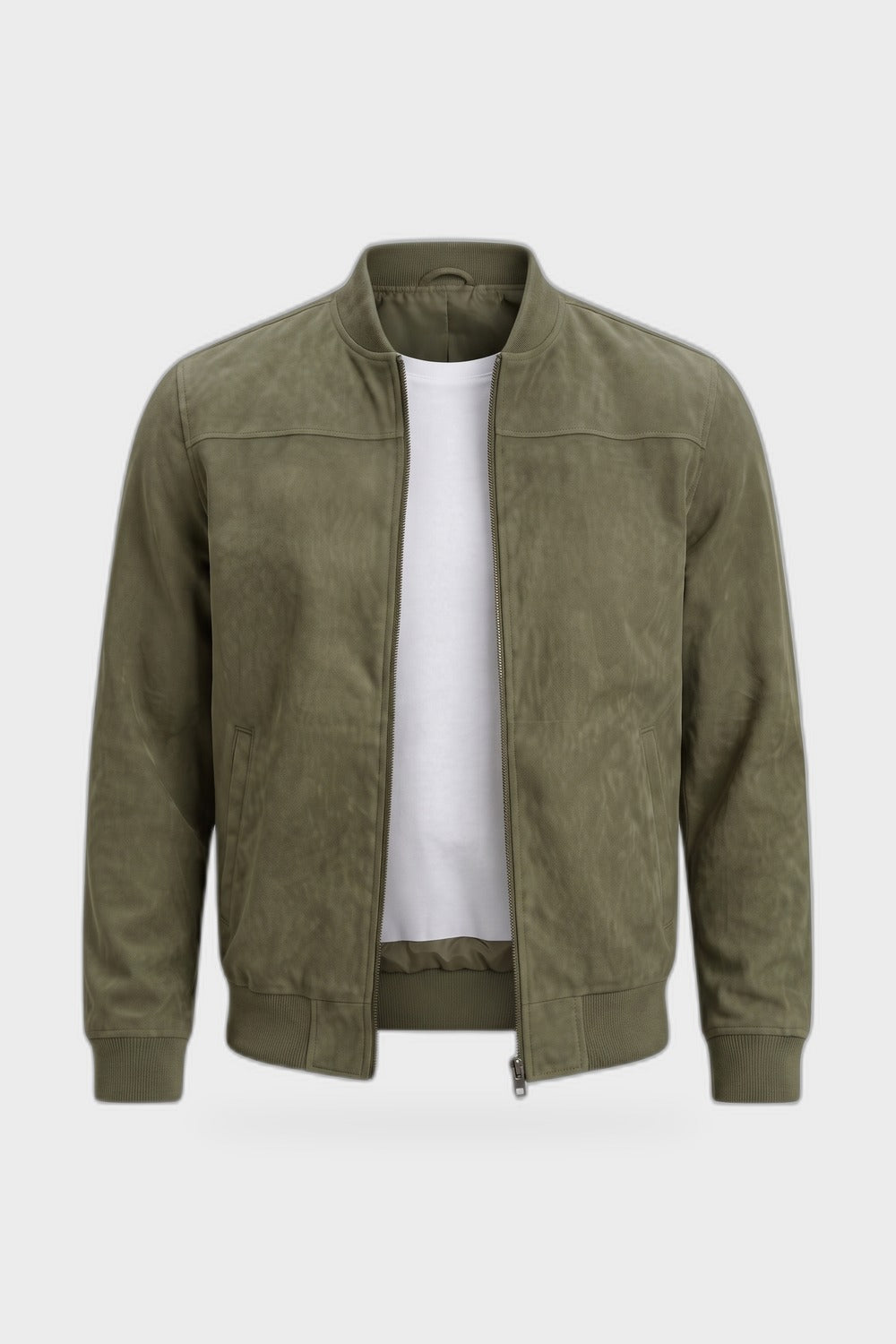 Herren Bomberjacke | Stehkragen — Grün — Produktansicht