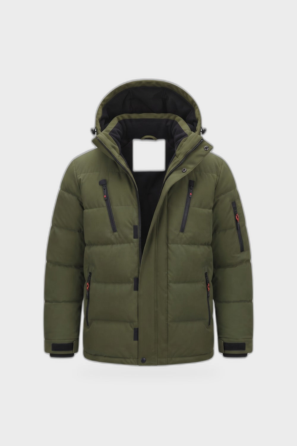 Herren Steppjacke mit Kapuze | Stehkragen — Grün — Produktansicht