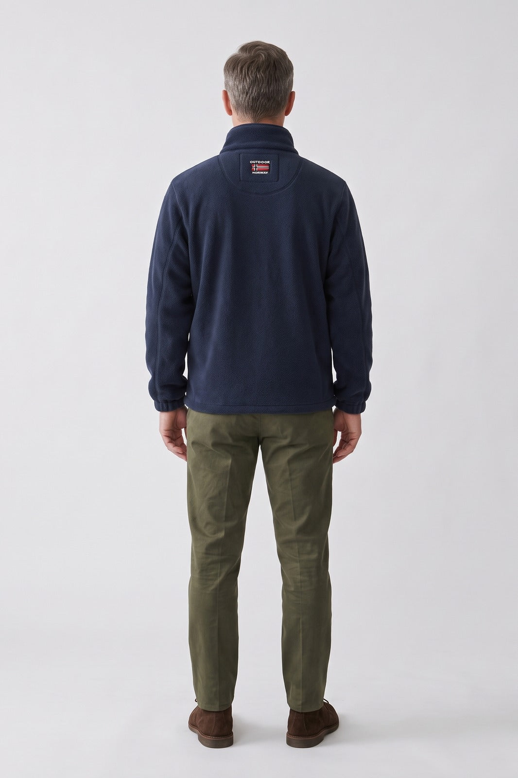 Herren Fleecejacke | Sportlicher Look — Marineblau — Rückansicht — am Modell