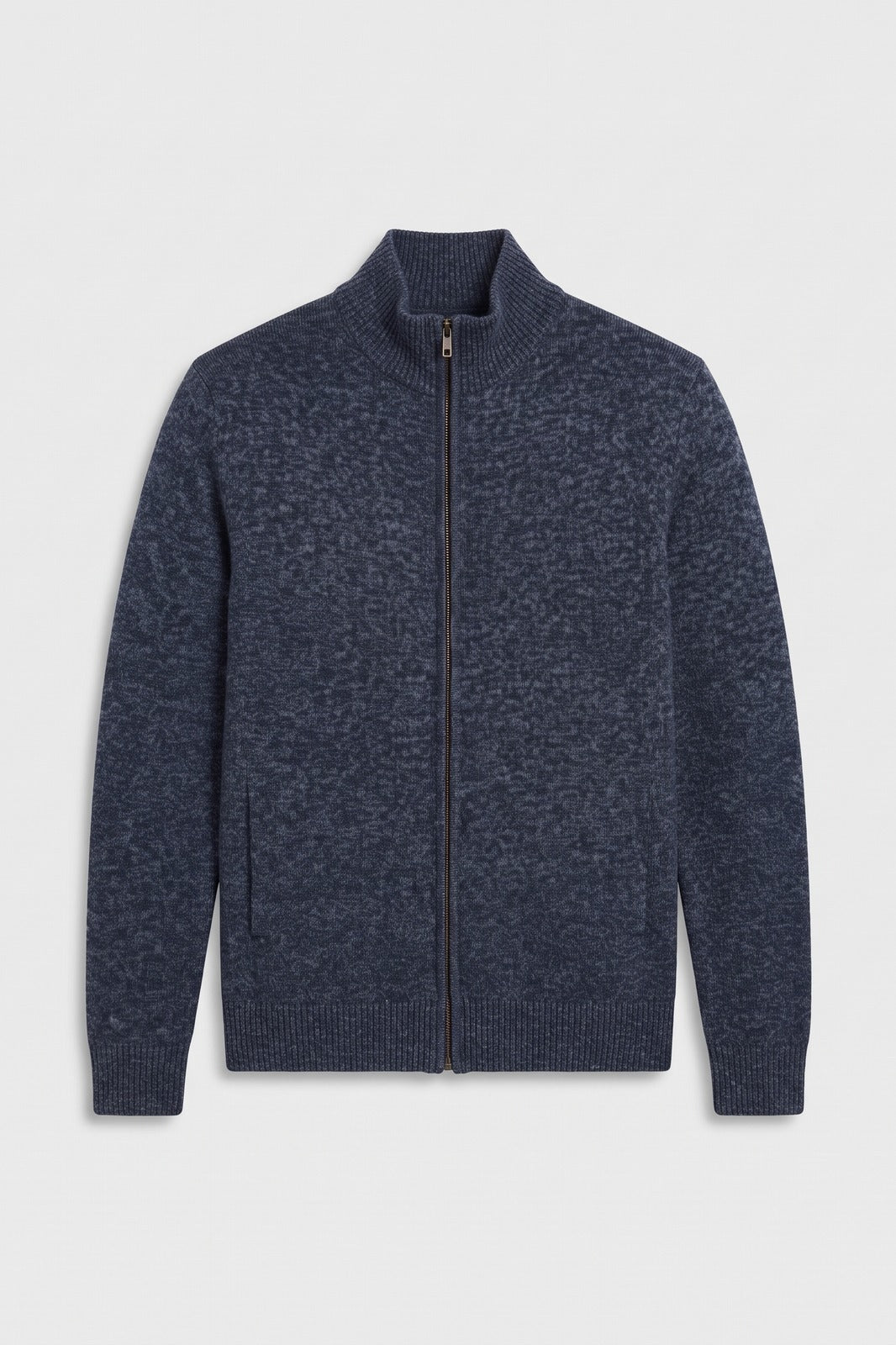Herren Strickjacke | Stehkragen — Marineblau — Packshot