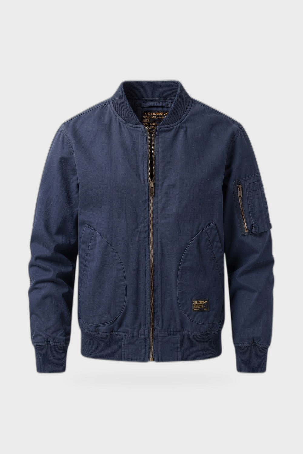 Herren Bomberjacke mit Stehkragen | Casual — Marineblau — Produktansicht