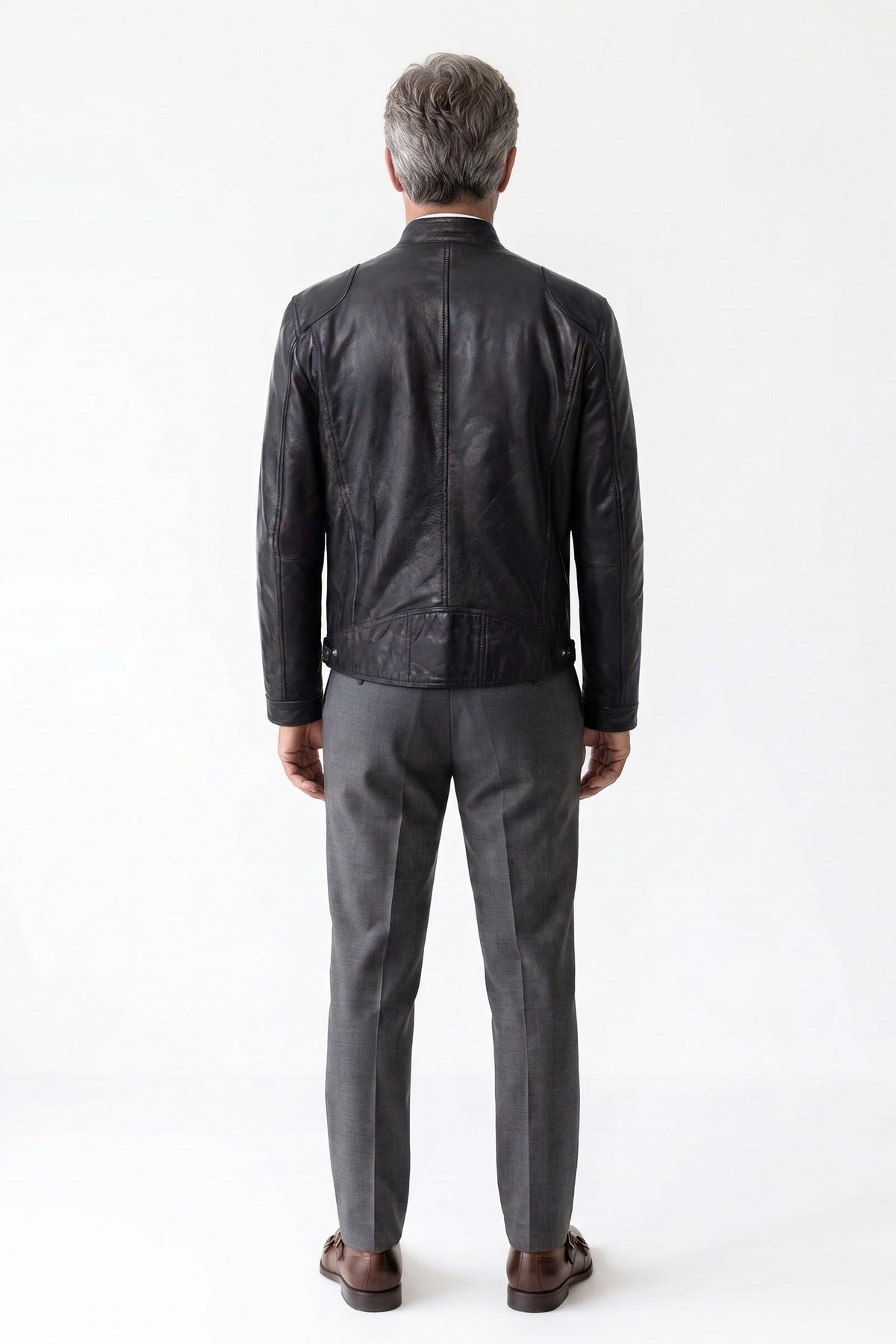 Herren Bikerjacke mit Stehkragen und Reissverschlusstaschen – 4
