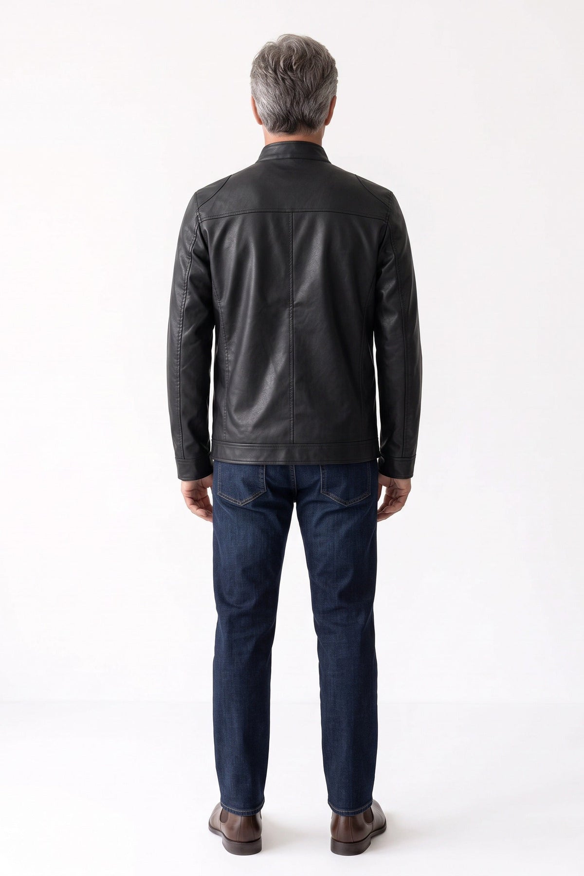 Herren Bikerjacke mit Stehkragen und Reissverschluss – 4