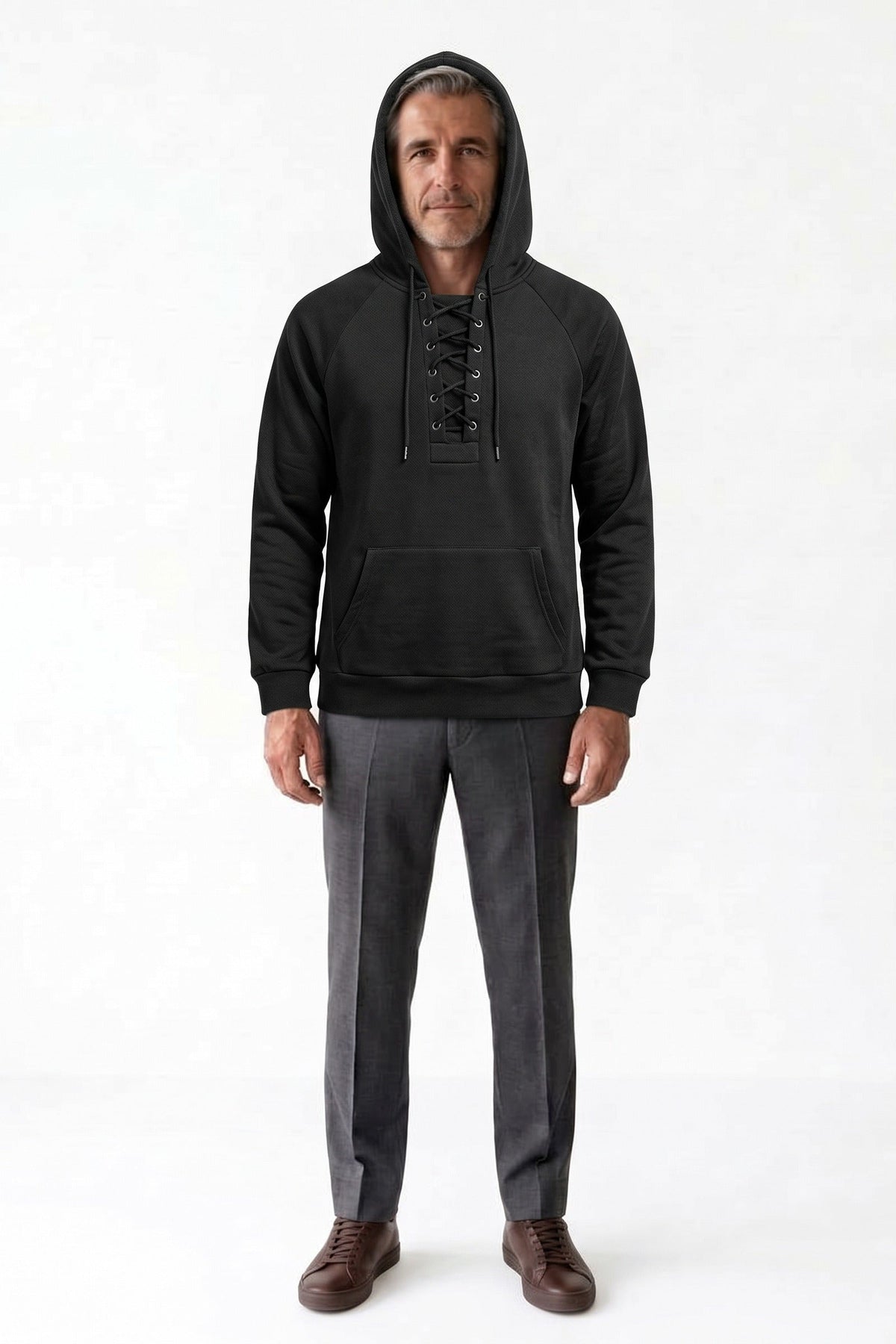 Herren Hoodie mit Kapuze, Kordelzug und Känguru-Tasche – 12