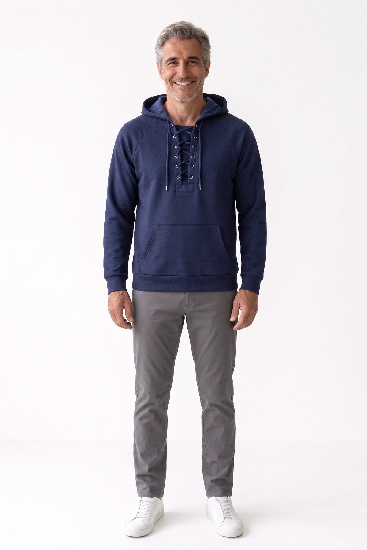Herren Hoodie mit Kapuze, Kordelzug und Känguru-Tasche – 5