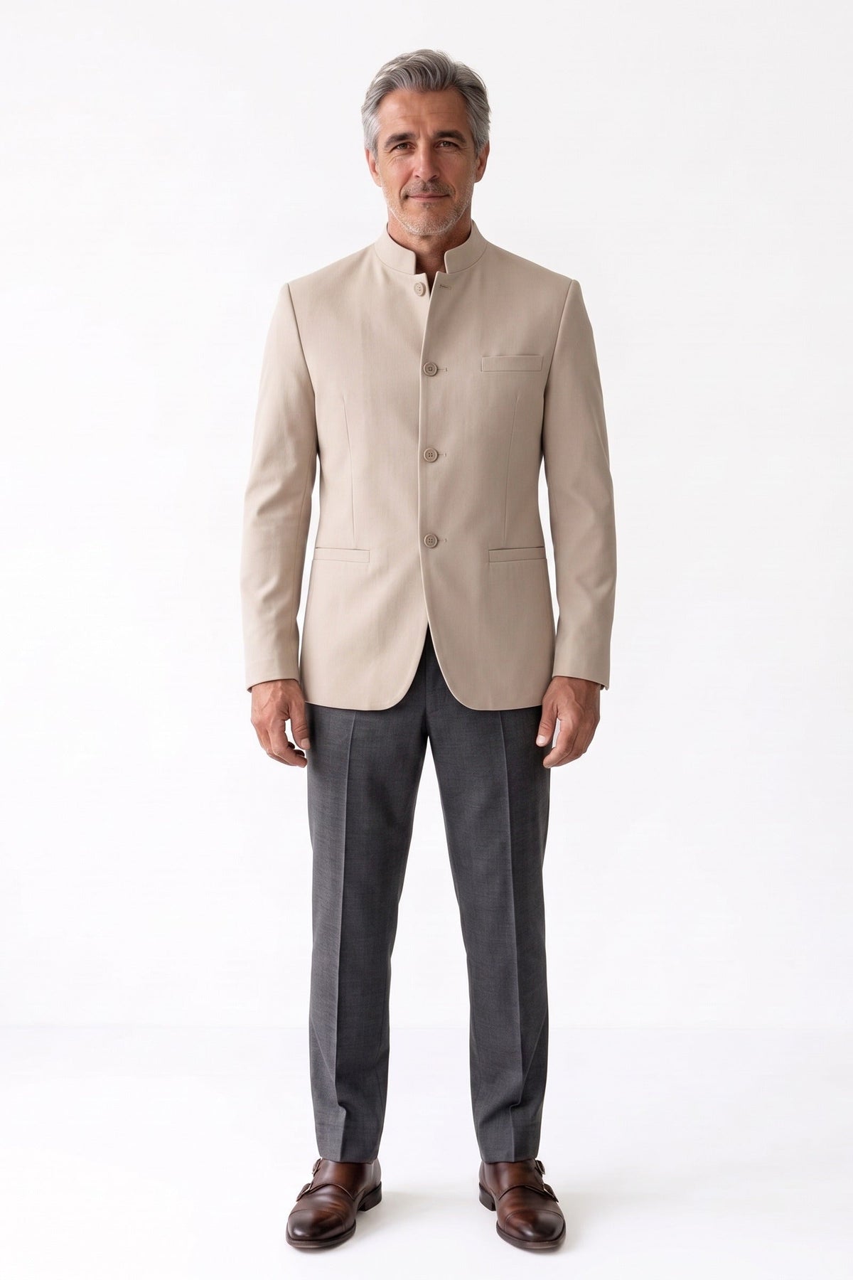 Herren Blazer mit Stehkragen und einreihigem Knopfverschluss – 10