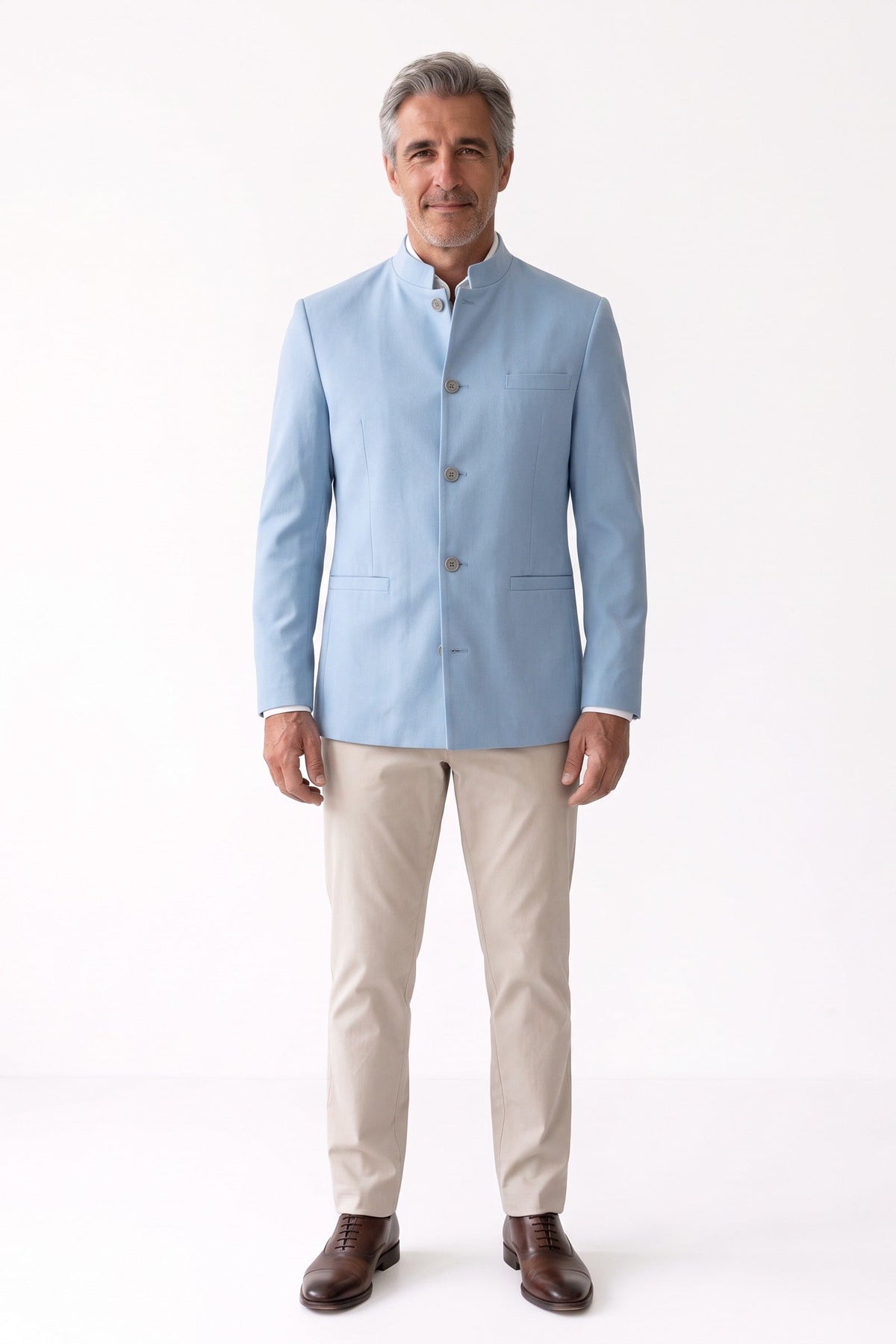 Herren Blazer mit Stehkragen und einreihigem Knopfverschluss – 8