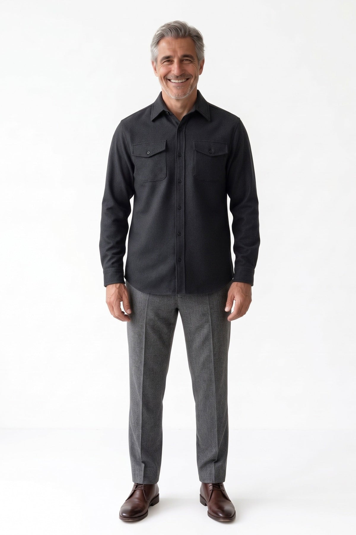Herren Overshirt mit Hemdkragen und aufgesetzten Brusttaschen – 14