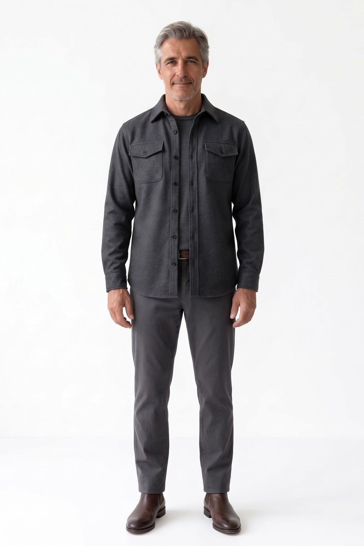 Herren Overshirt mit Hemdkragen und aufgesetzten Brusttaschen – 12