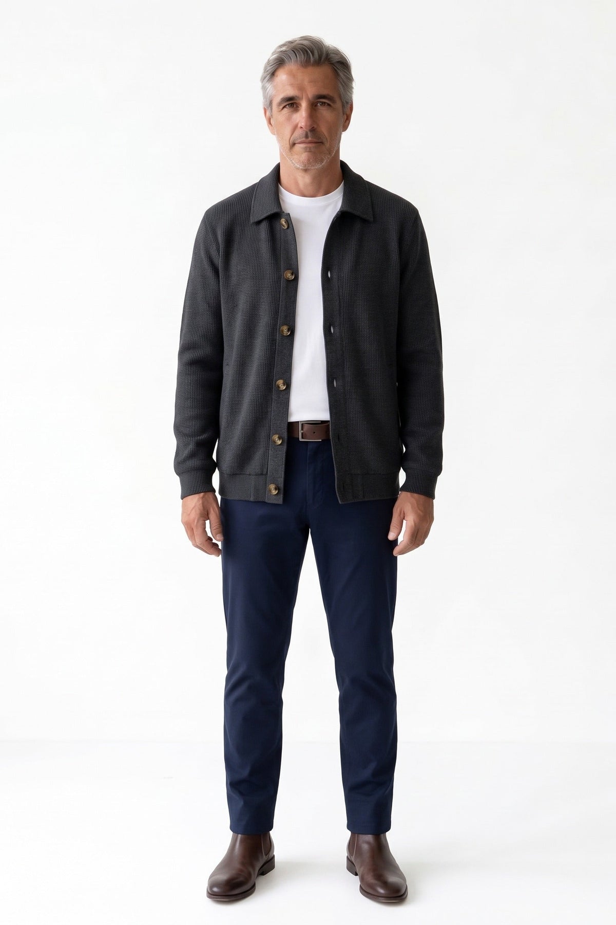 Herren Overshirt-Jacke mit Spread-Kragen und geripptem Abschluss – 6