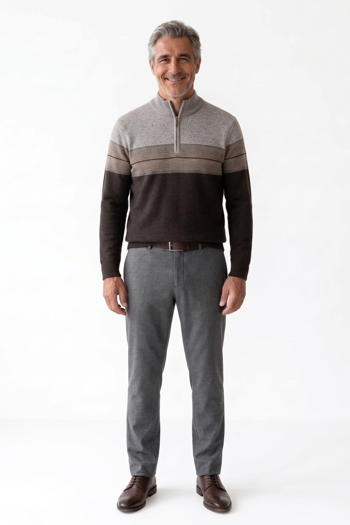 Herren Troyer-Pullover mit Stehkragen und Farbblock-Design – 6