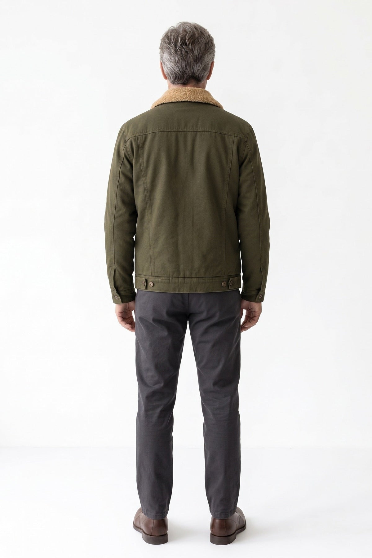 Herren Ranch-Jacke mit Kontrastkragen und durchgehendem Knopfverschluss – 4
