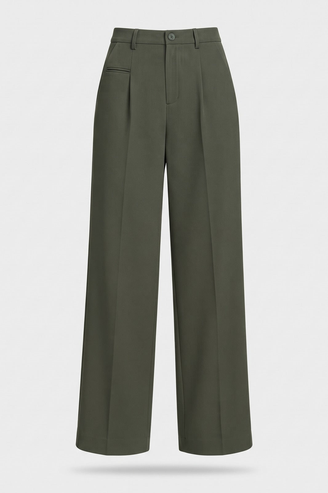 Damen Lockere Palazzohose | Bundfalten — Olivgrün — Packshot