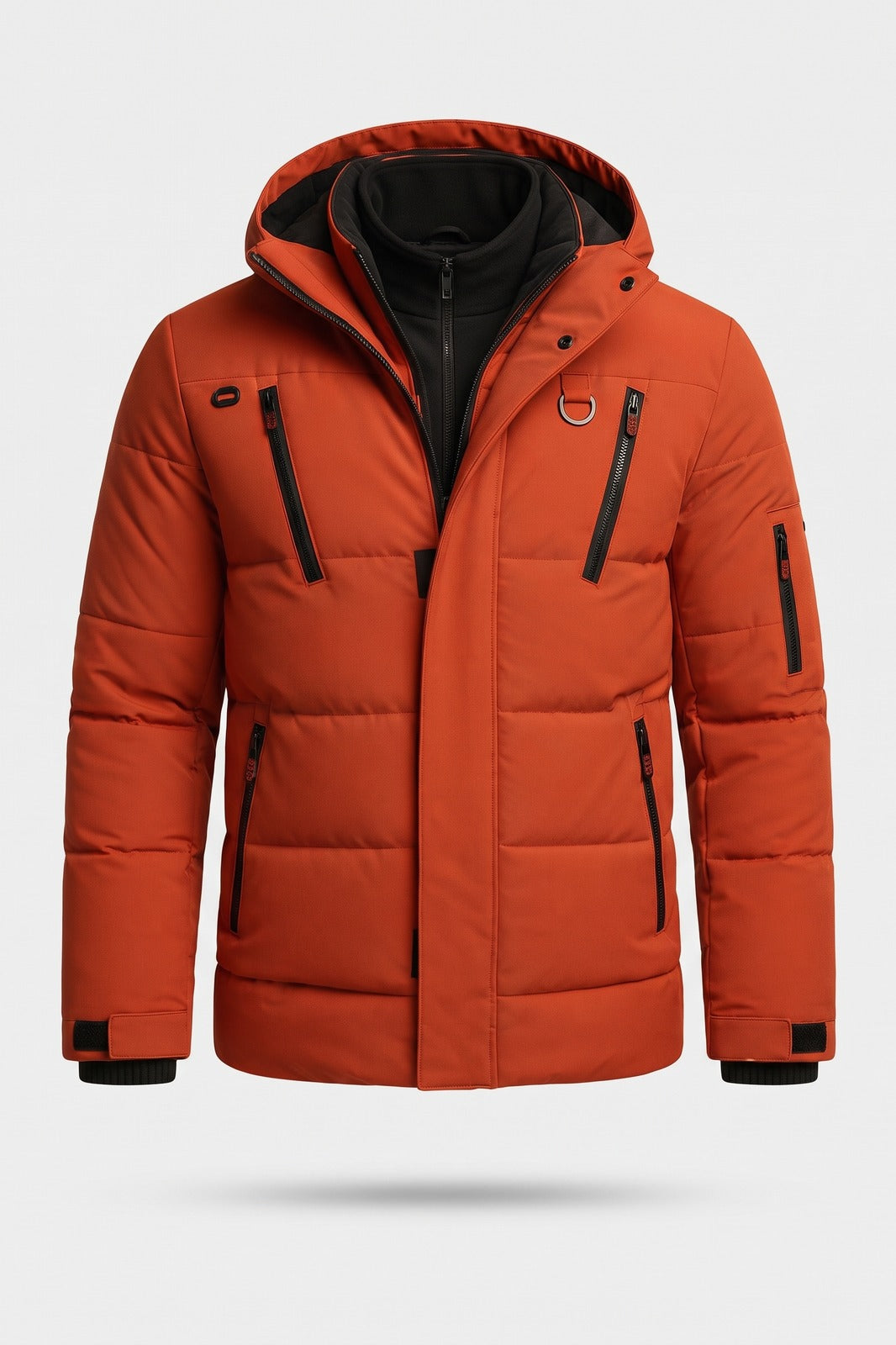 Herren Steppjacke mit Kapuze | Stehkragen — Orange — Packshot