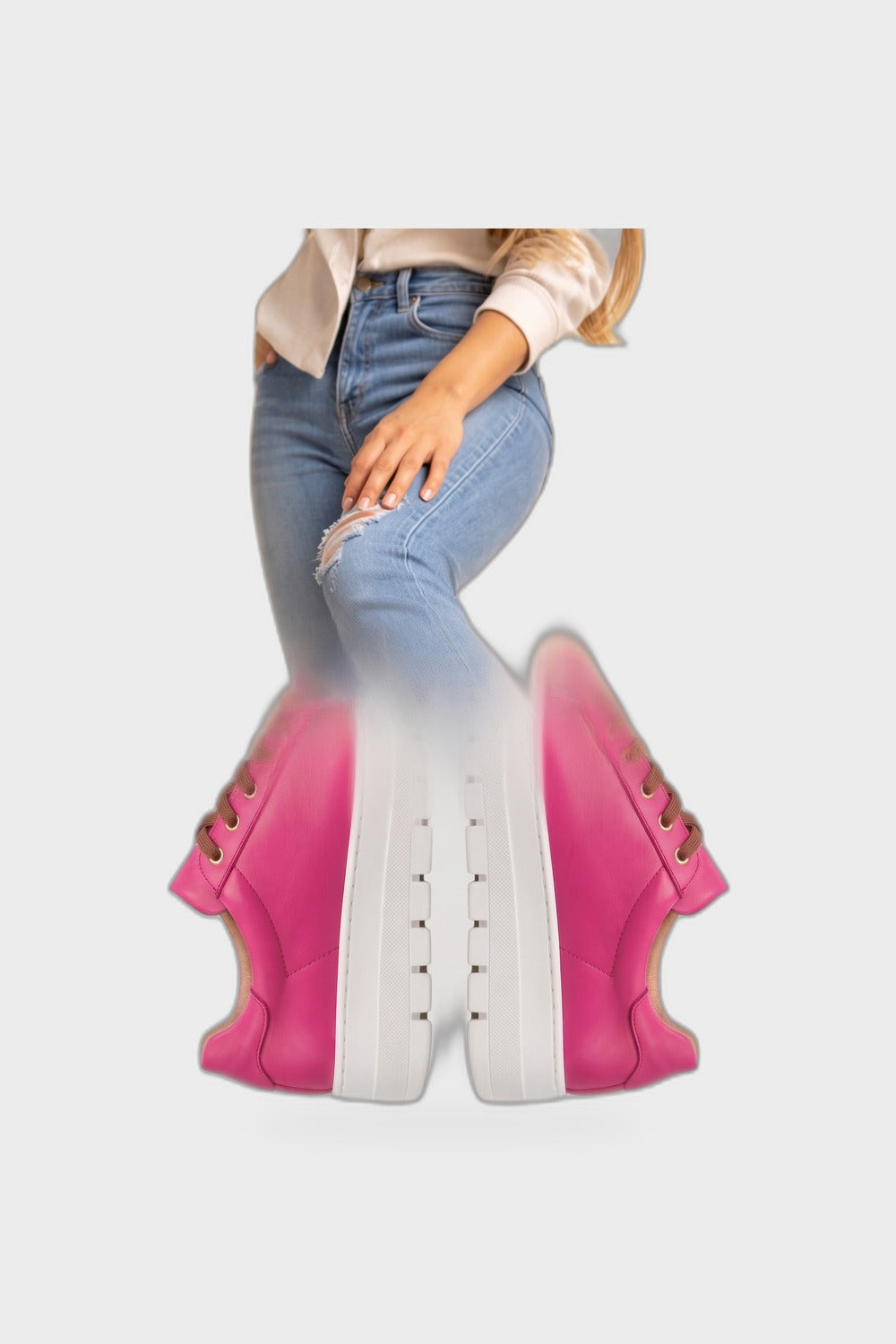 Damen Plateau-Sneaker | Schnürung — Rosa — Produktansicht