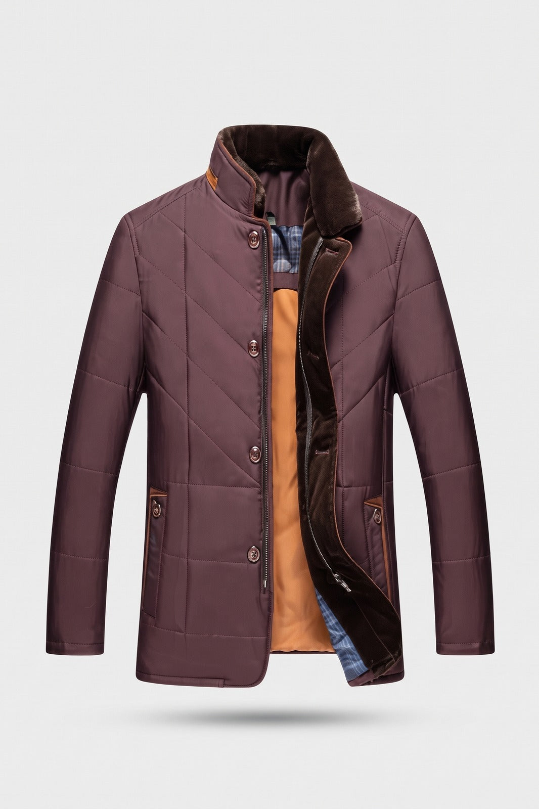 Herren Gesteppte Winterjacke | Stehkragen — Rot — Packshot