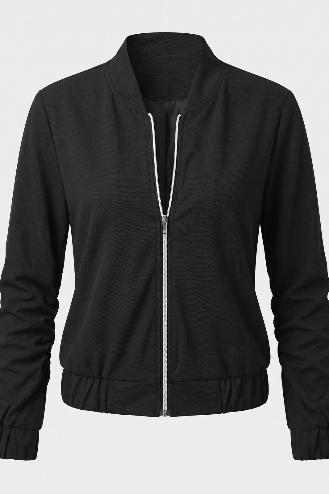 Damen Cropped Bomberjacke | Elegant — Schwarz — Packshot