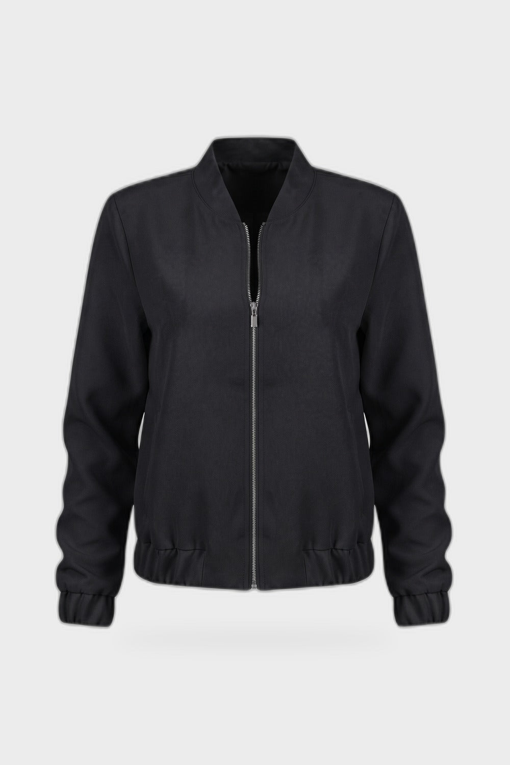 Damen Cropped Bomberjacke | Elegant — Schwarz — Produktansicht