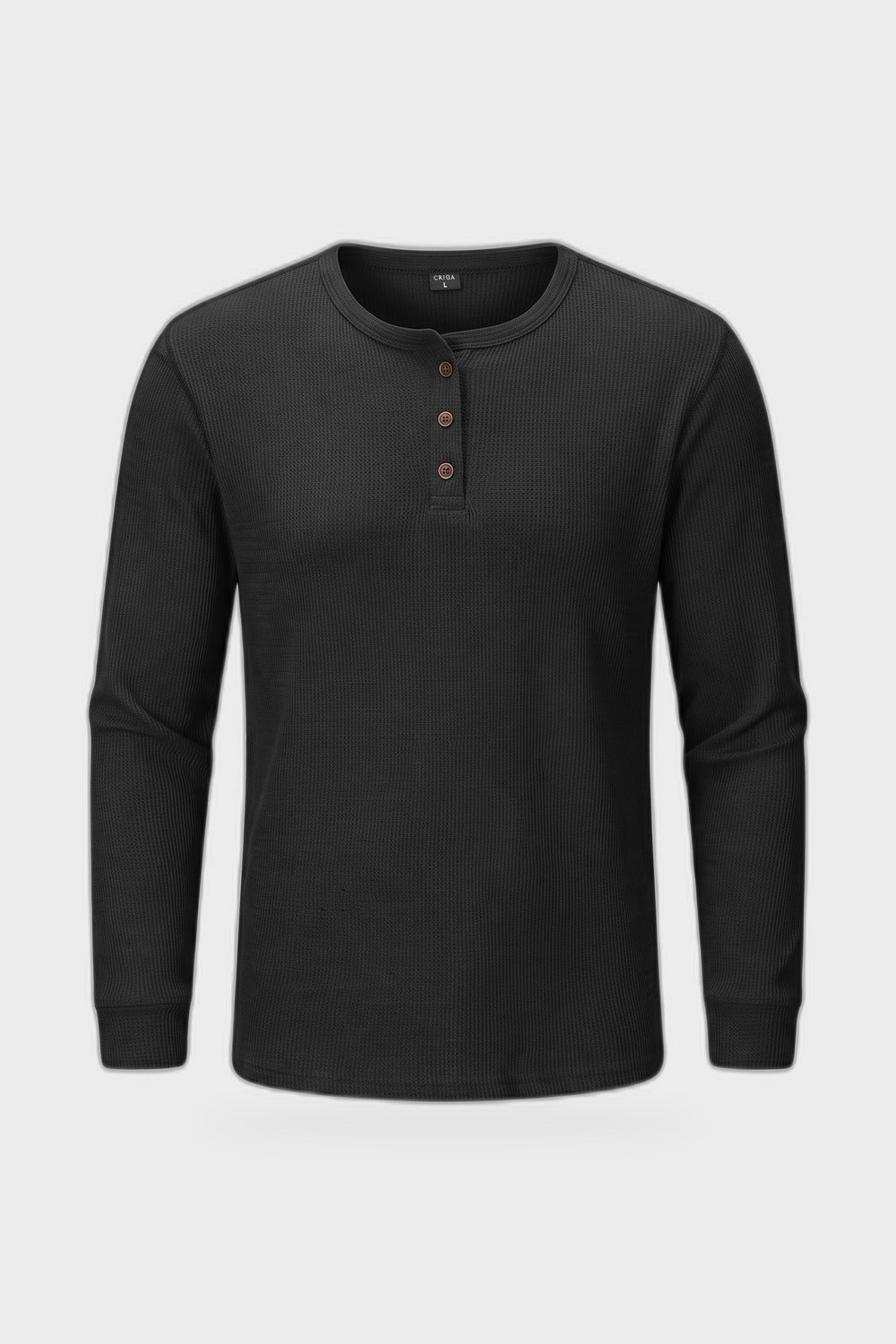 Herren Henley-Shirt | Knopfleiste — Schwarz — Produktansicht
