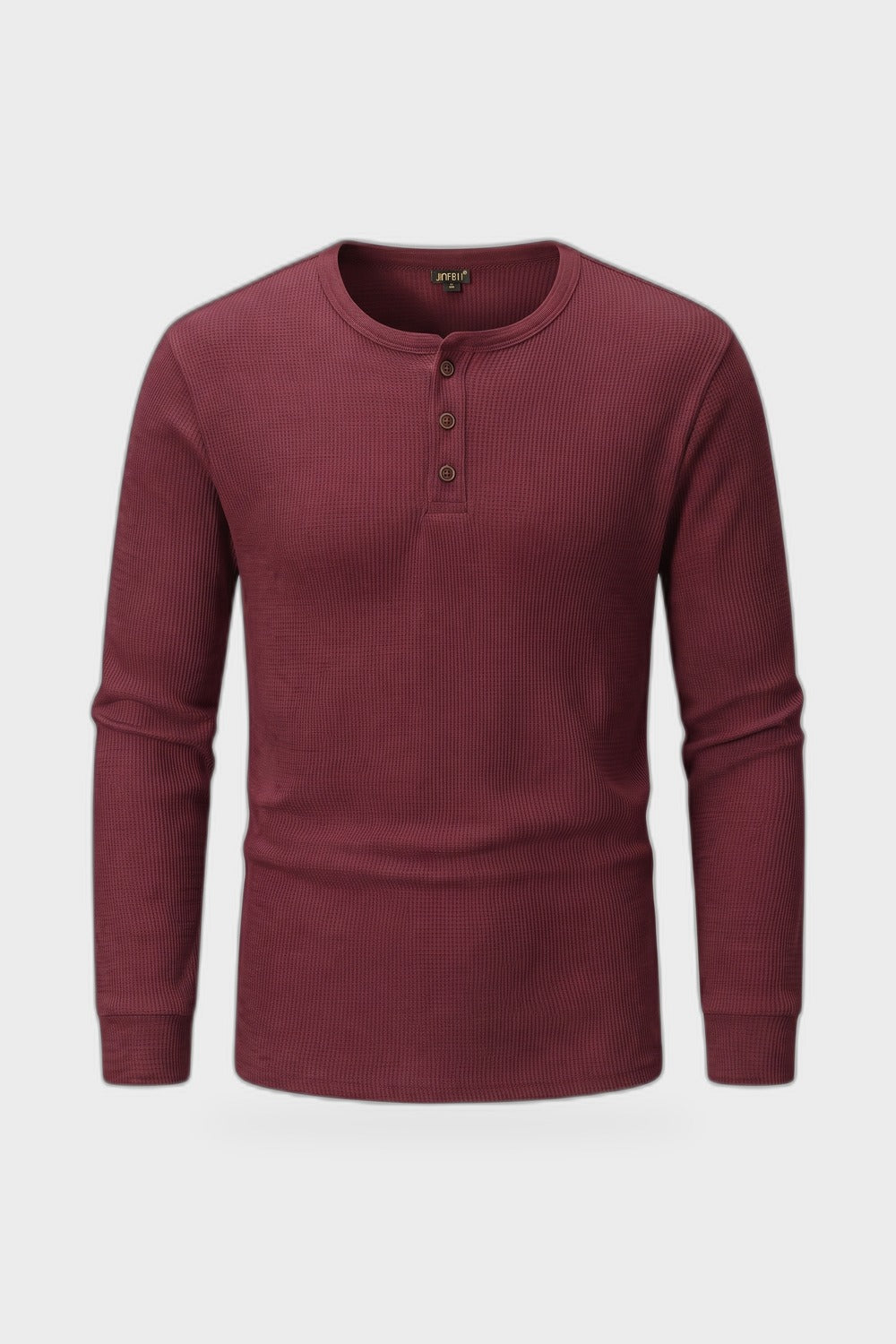 Herren Henley-Shirt | Knopfleiste — Weinrot — Produktansicht