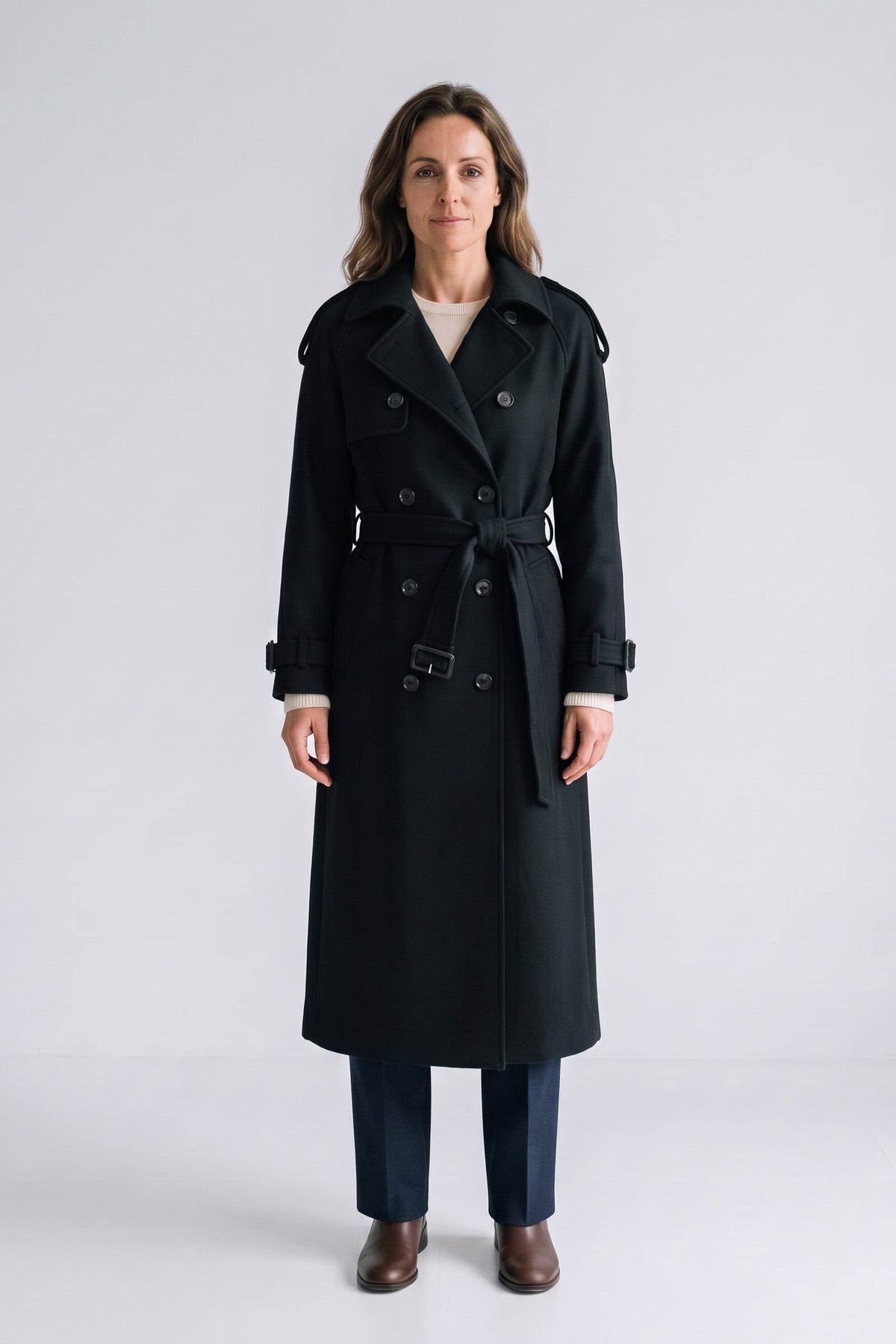 Damen Trenchcoat mit Reverskragen und Taillengürtel – 2