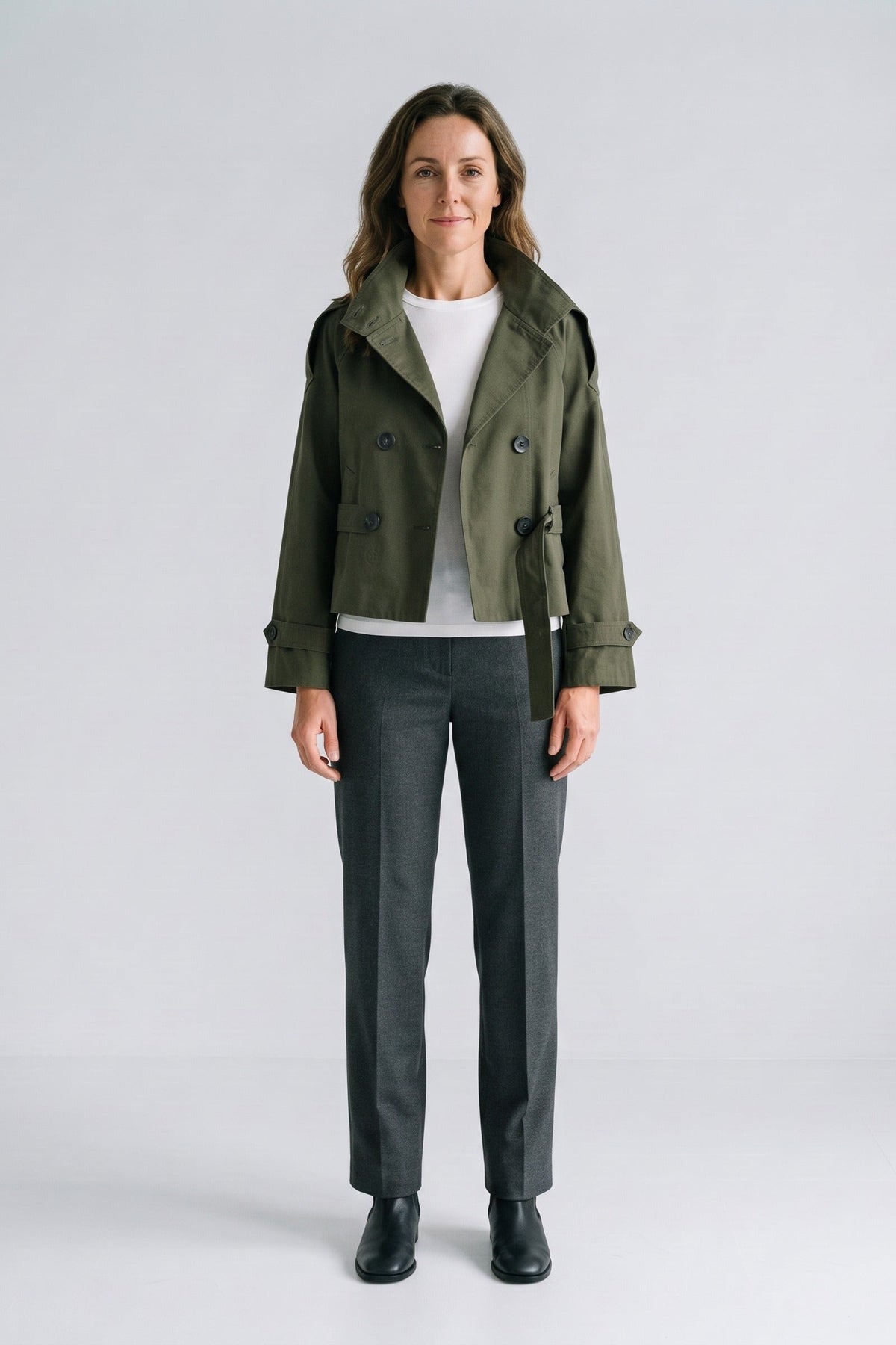 Damen Trenchjacke mit Stehkragen und Schulterpasse – 6