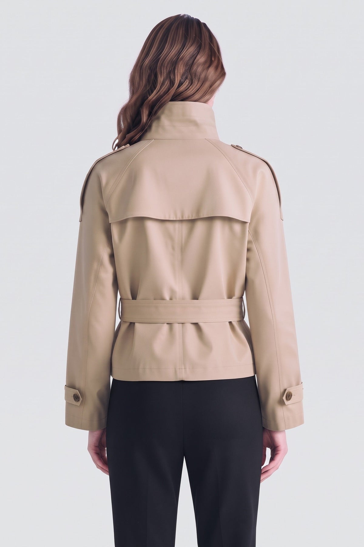 Damen Trenchjacke mit Stehkragen und Schulterpasse – 4