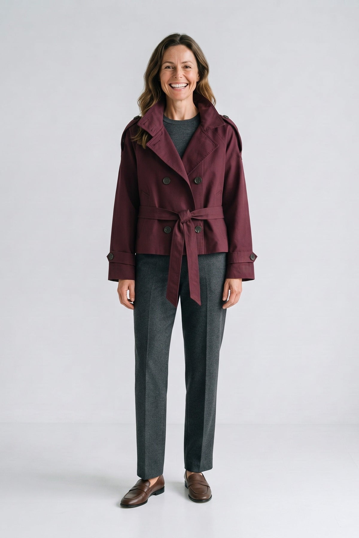 Damen Trenchjacke mit Stehkragen und Schulterpasse – 8