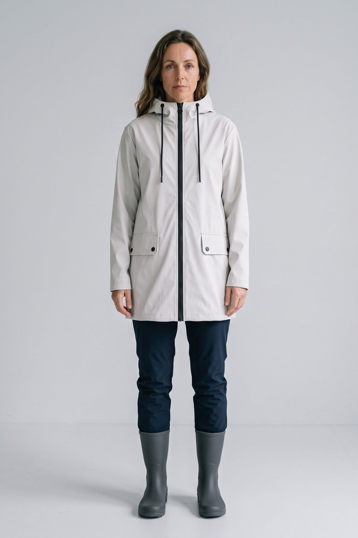 Damen Regenjacke mit Kapuze und Klappentaschen, gerader Schnitt – 8
