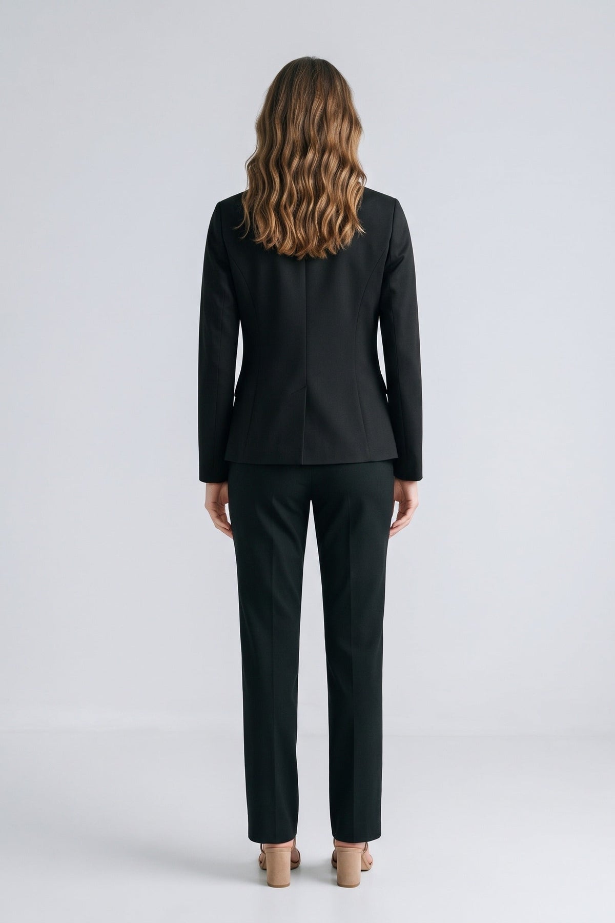 Damen Longline Blazer mit Kerbrevers und Klappentaschen – 4