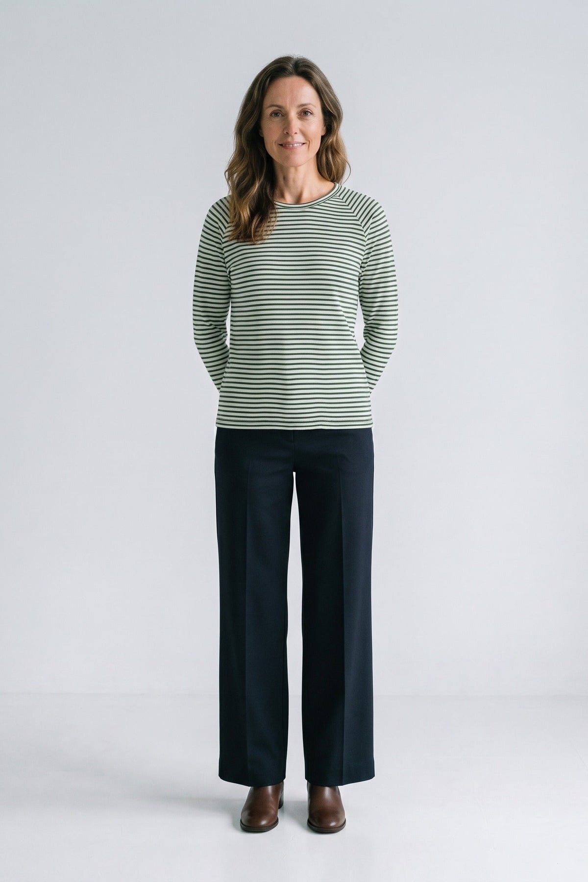 Damen Streifenshirt mit Rundhalsausschnitt und langen Raglanärmeln – 12