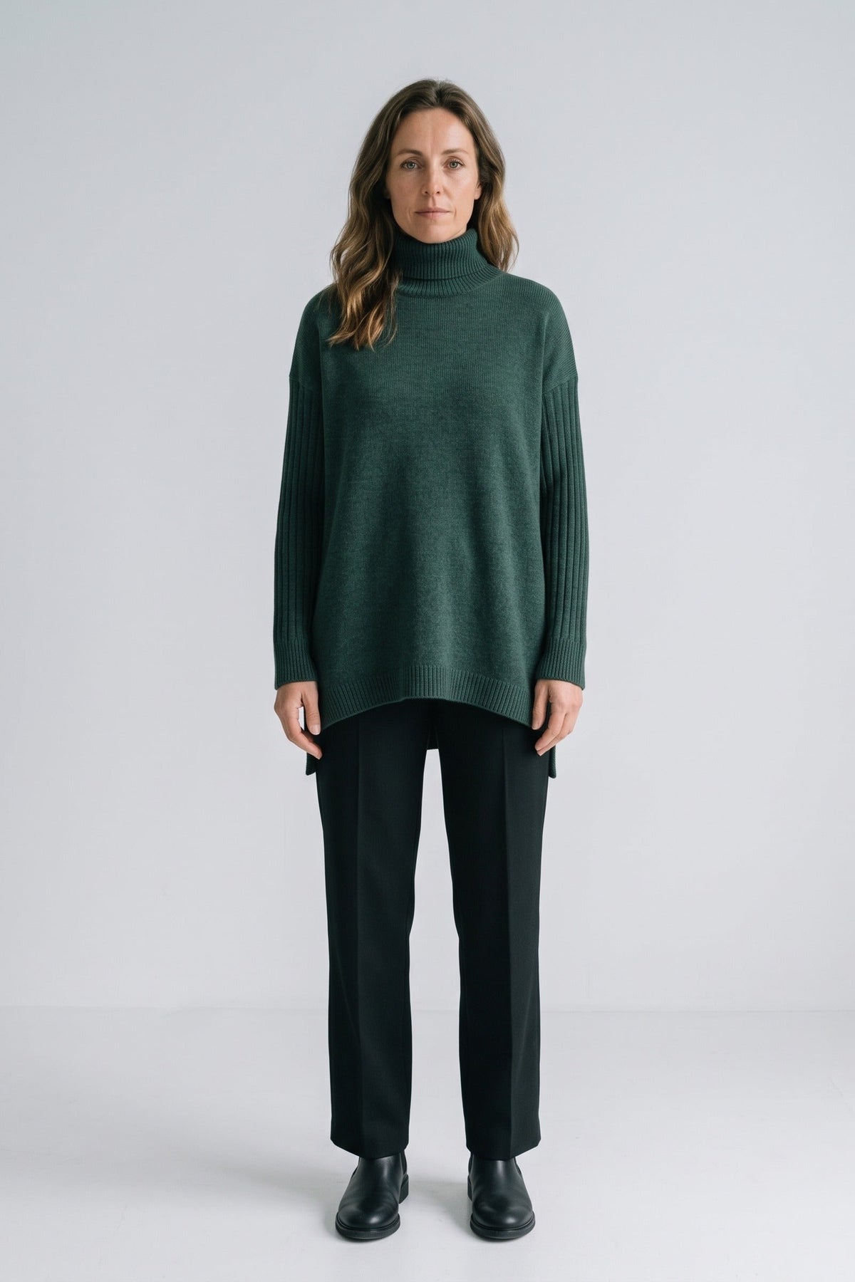 Damen Rollkragenpullover mit High-Low-Saum und Rippbündchen – 12