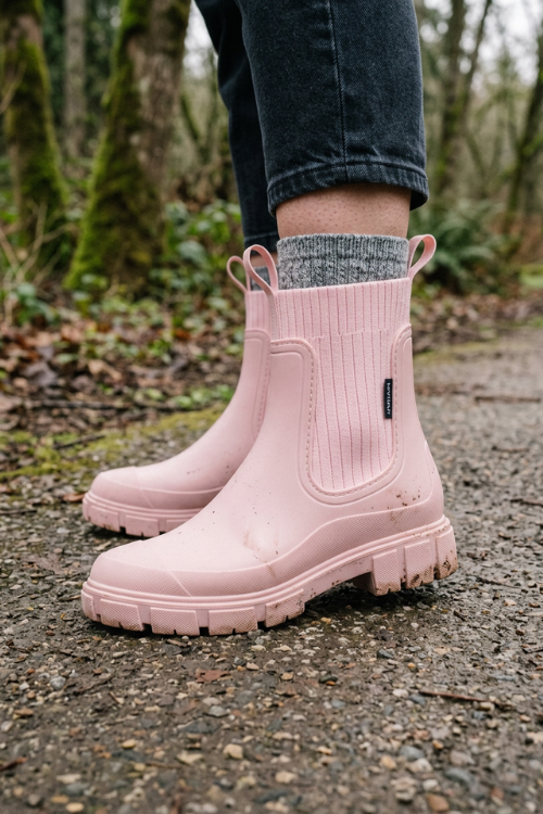 Damen Chelsea-Regenstiefel mit Zugschlaufe und geripptem Schaft – 10