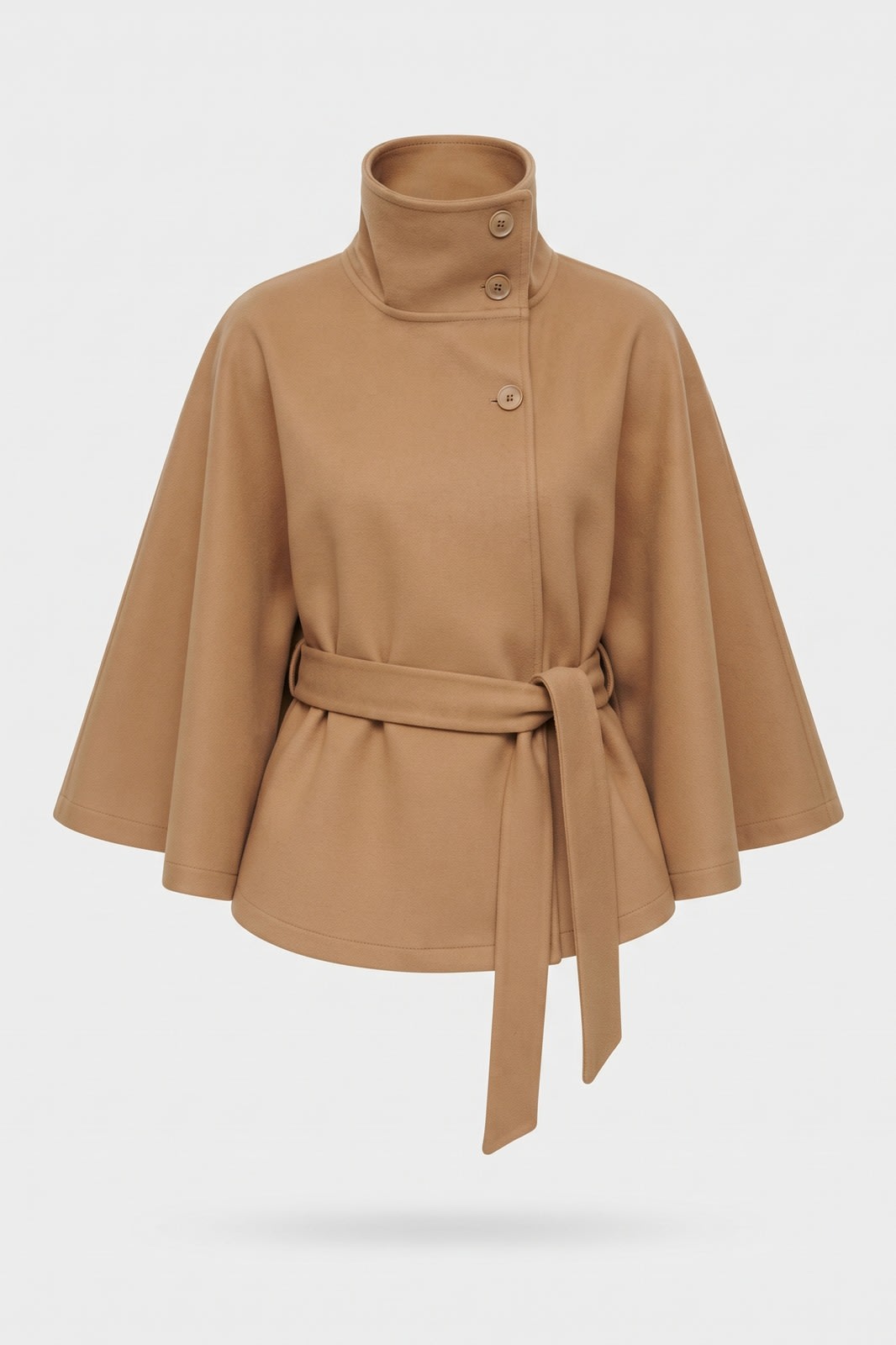 Damen Cape-Mantel | Hoher Kragen — Braun — Packshot