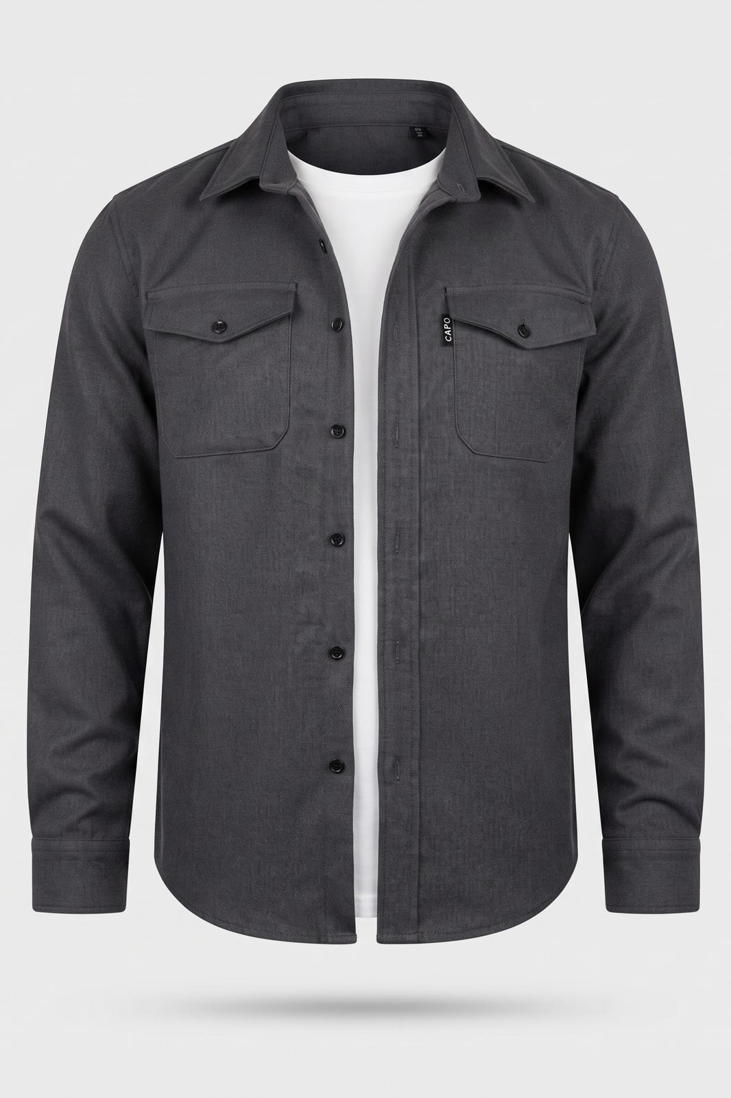 Herren Hemdjacke Overshirt | Reverskragen — Dunkelgrau — Packshot