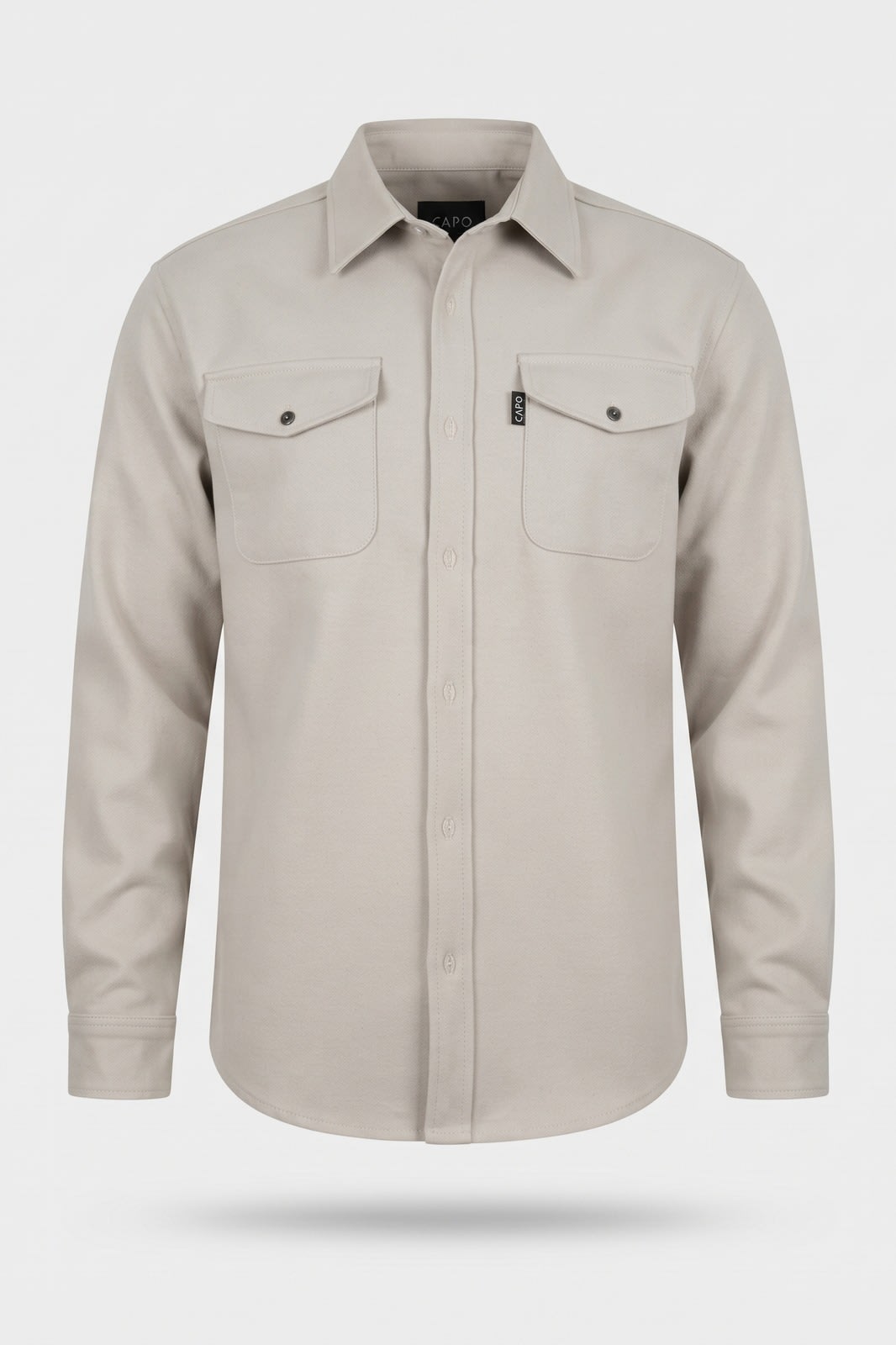 Herren Hemdjacke Overshirt | Reverskragen — Hellbeige — Packshot