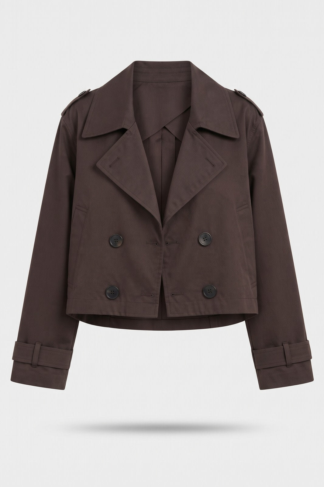 Damen Cropped Trenchcoat-Jacke | Casual-Elegant — Braun — Packshot