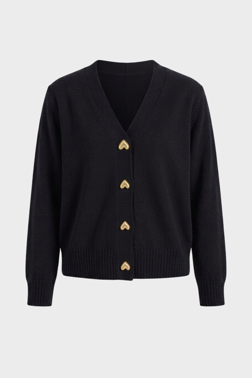 Damen Strickjacke mit V-Ausschnitt und herzförmigen Zierknöpfen