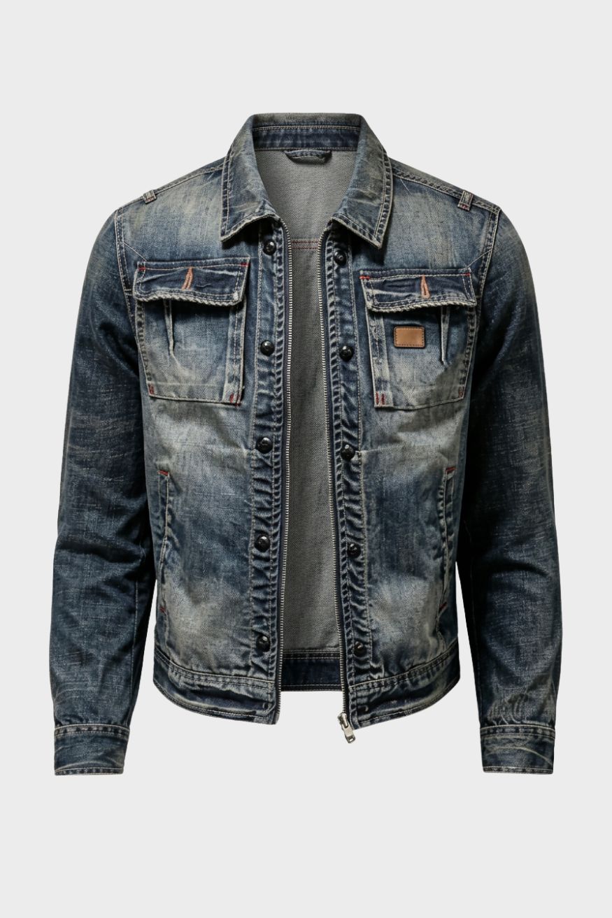 Herren Jeansjacke mit Hemdkragen und Brusttaschen mit Klappe
