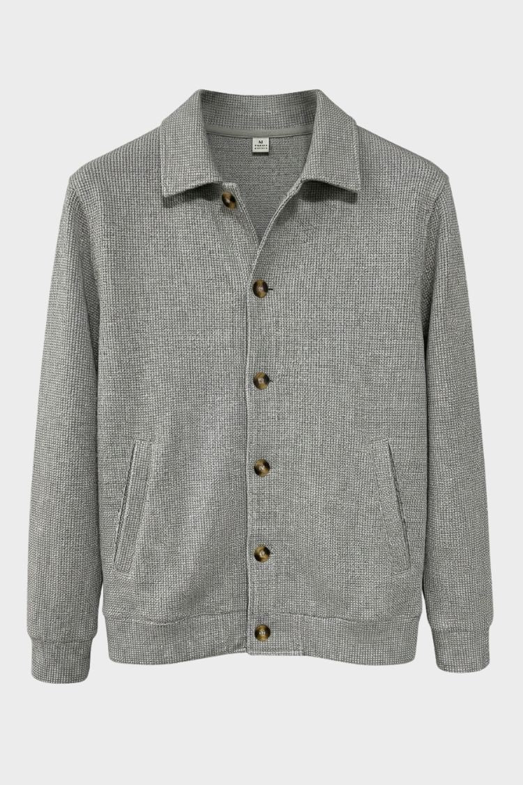 Herren Overshirt-Jacke mit Spread-Kragen und geripptem Abschluss