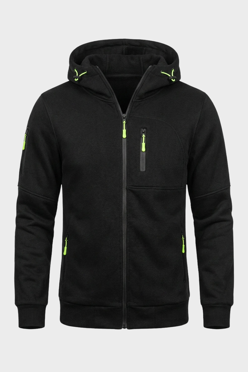 Herren Kapuzenjacke mit Kordelzug-Kapuze und Reißverschlusstaschen