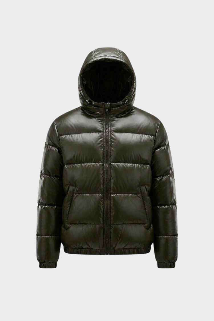 Herren Steppjacke mit Kapuze | Glänzend — Green
