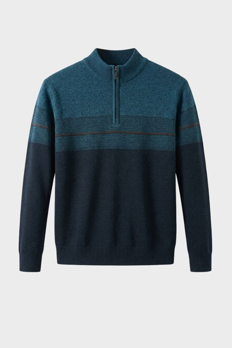 Herren Troyer-Pullover mit Stehkragen und Farbblock-Design – 7