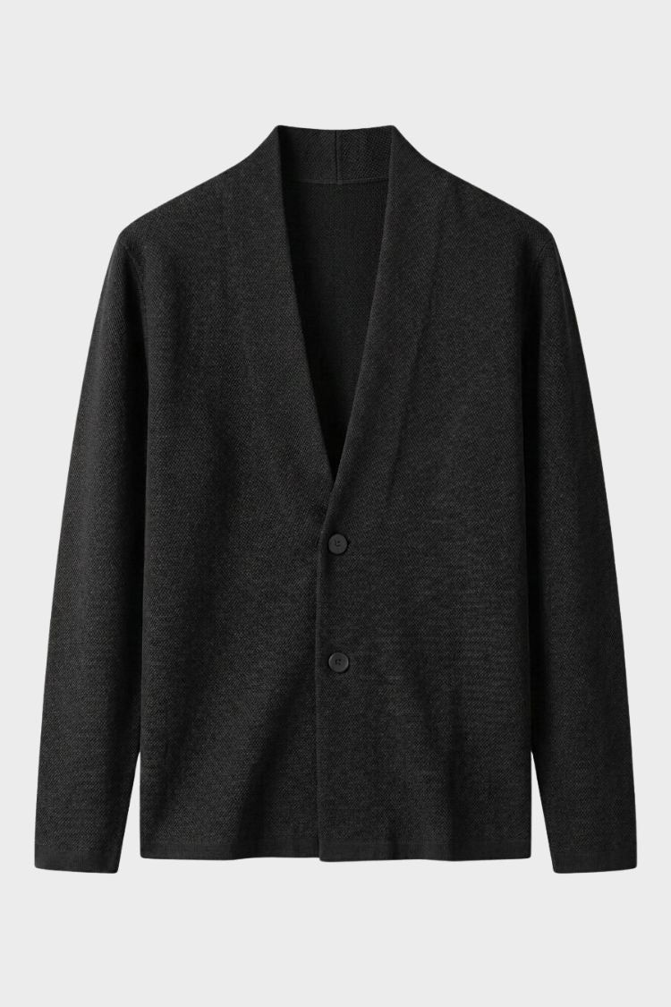 Herren Strickjacke mit Schalkragen und geradem Saum