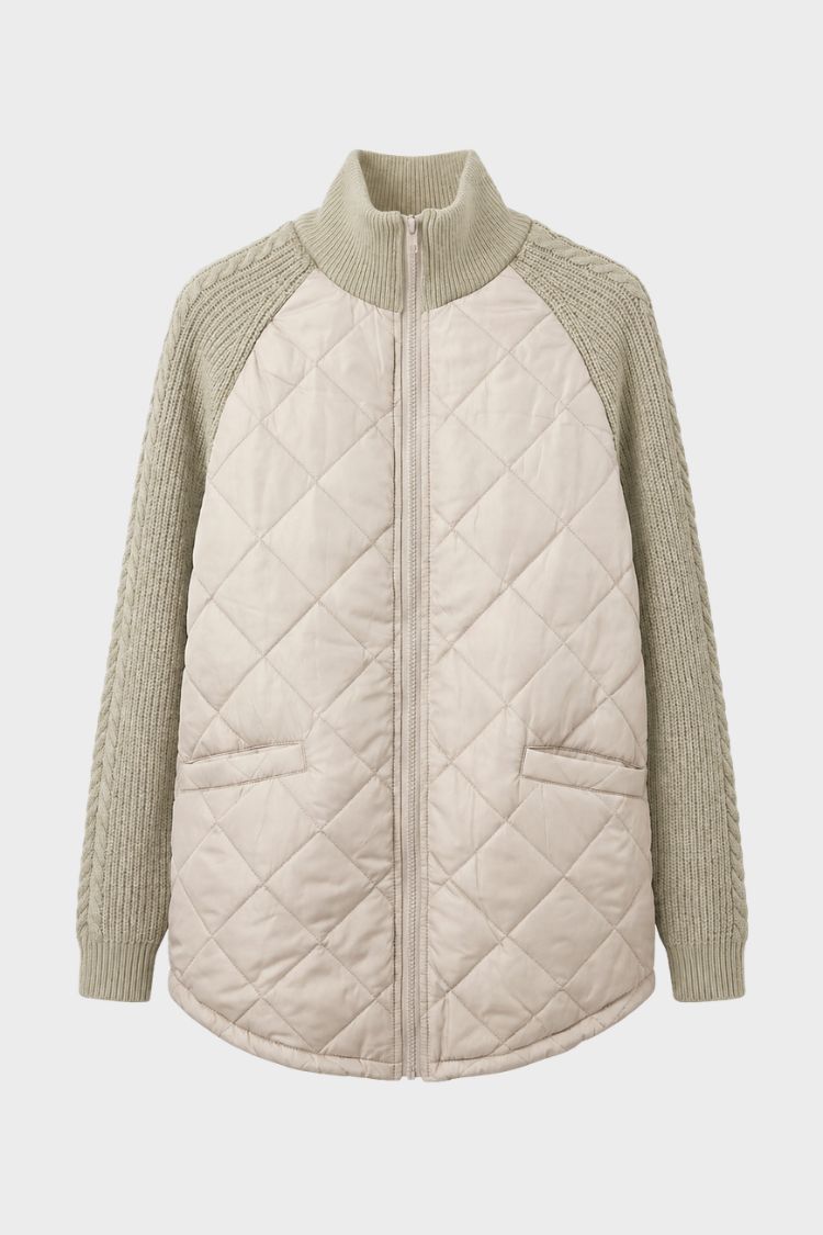 Damen Steppjacke | Stehkragen — Khaki
