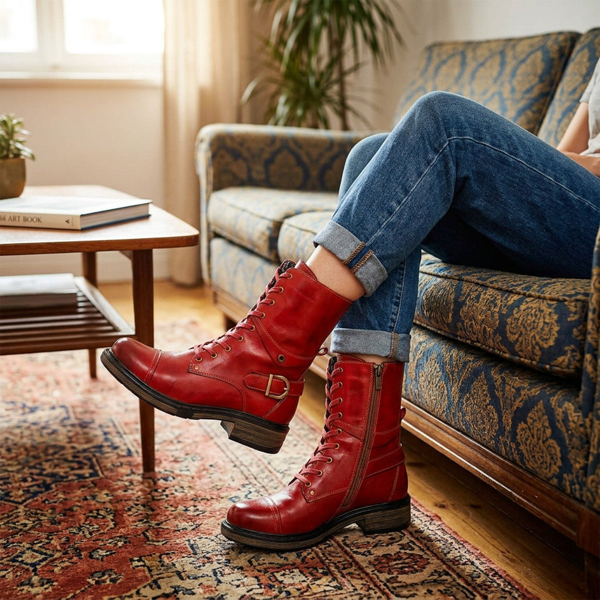 Comfortable Boots With Laces And Inside Zippers